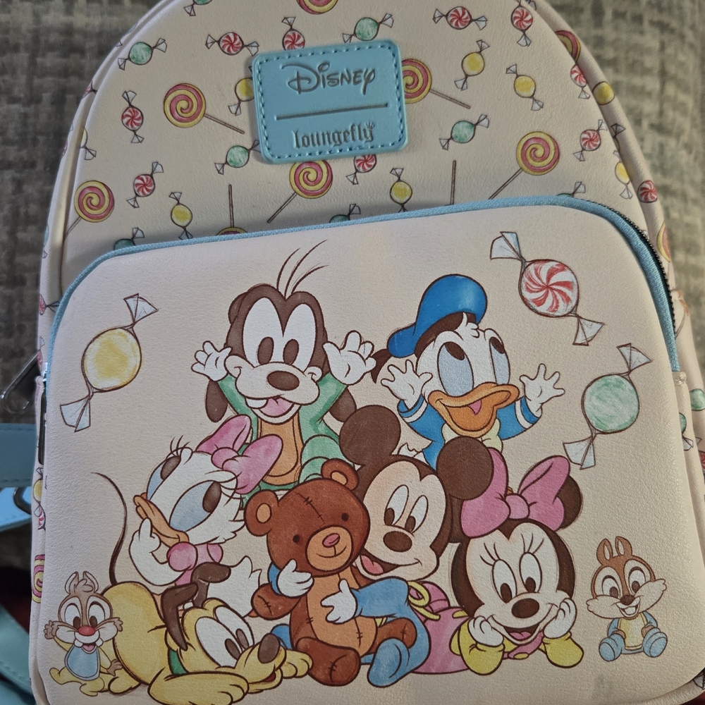Loungefly Disney Cream Backpack with Cartoon Friends